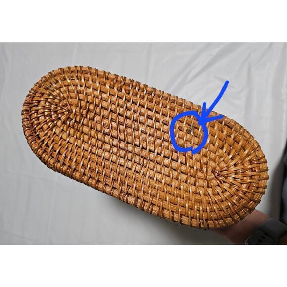 Rattan woven vintage purse. Leather strap. Handmade. Unique. Rare find.‎ Hippie. - Picture 6 of 14